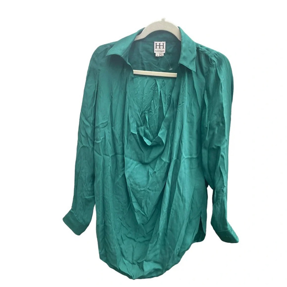 HAUTE HIPPIE SILK DRAPEY NECK BLOUSE - Picture 1 of 4